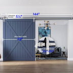 EaseLife Heavy Duty Brushed Nickel Sliding Barn Door Hardware Track Kit,Modern,Sturdy,Slide Smoothly Quietly,Easy Install