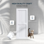 EaseLife Sliding Barn Door with Barn Door Hardware Track Kit Included,Solid LVL Wood Slab Covered with Water-Proof & Scratch-Resistant PVC Surface,DIY Assembly,Easy Install,White, H-Frame