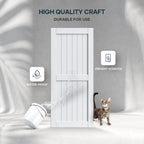 EaseLife Sliding Barn Door with Barn Door Hardware Track Kit Included,Solid LVL Wood Slab Covered with Water-Proof & Scratch-Resistant PVC Surface,DIY Assembly,Easy Install,White, H-Frame