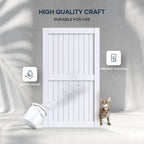 EaseLife Sliding Barn Door with Barn Door Hardware Track Kit Included,Solid LVL Wood Slab Covered with Water-Proof & Scratch-Resistant PVC Surface,DIY Assembly,Easy Install,White, H-Frame