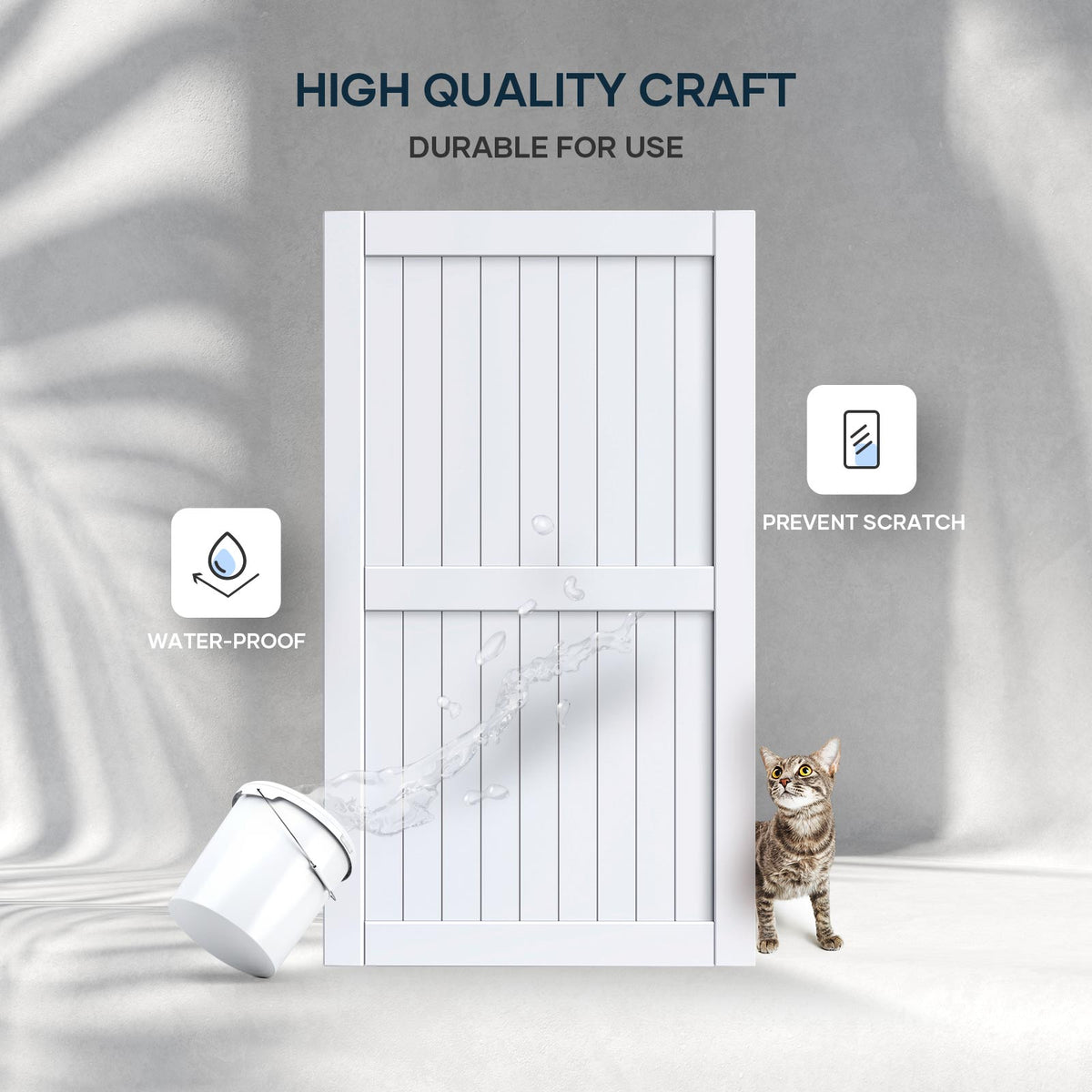 EaseLife Sliding Barn Door with Barn Door Hardware Track Kit Included,Solid LVL Wood Slab Covered with Water-Proof & Scratch-Resistant PVC Surface,DIY Assembly,Easy Install,White, H-Frame