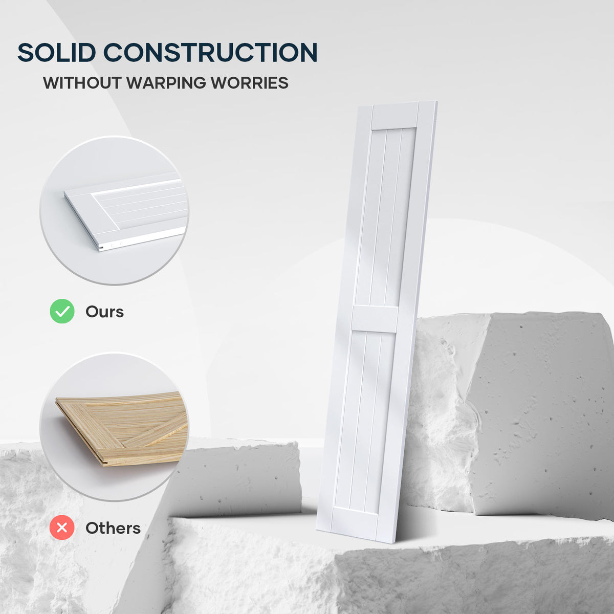 EaseLife Sliding Barn Door with Barn Door Hardware Track Kit Included,Solid LVL Wood Slab Covered with Water-Proof & Scratch-Resistant PVC Surface,DIY Assembly,Easy Install,White, H-Frame