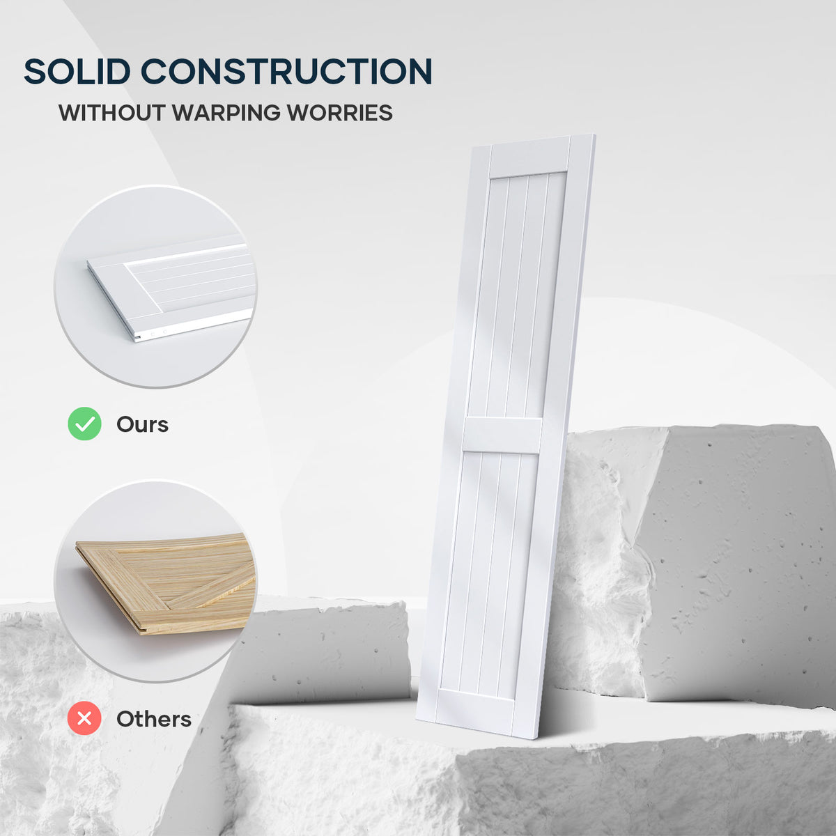 EaseLife Sliding Barn Door with Barn Door Hardware Track Kit Included,Solid LVL Wood Slab Covered with Water-Proof & Scratch-Resistant PVC Surface,DIY Assembly,Easy Install,White, H-Frame