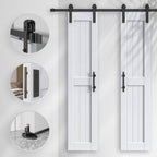 EaseLife Sliding Barn Door with Barn Door Hardware Track Kit Included,Solid LVL Wood Slab Covered with Water-Proof & Scratch-Resistant PVC Surface,DIY Assembly,Easy Install,White, H-Frame