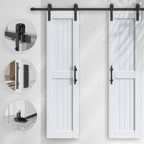 EaseLife Sliding Barn Door with Barn Door Hardware Track Kit Included,Solid LVL Wood Slab Covered with Water-Proof & Scratch-Resistant PVC Surface,DIY Assembly,Easy Install,White, H-Frame