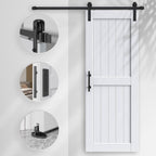 EaseLife Sliding Barn Door with Barn Door Hardware Track Kit Included,Solid LVL Wood Slab Covered with Water-Proof & Scratch-Resistant PVC Surface,DIY Assembly,Easy Install,White, H-Frame