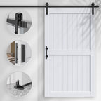 EaseLife Sliding Barn Door with Barn Door Hardware Track Kit Included,Solid LVL Wood Slab Covered with Water-Proof & Scratch-Resistant PVC Surface,DIY Assembly,Easy Install,White, H-Frame