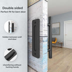 EaseLife 12" Sliding Barn Door Pull Handle with Flush Hardware Set,Heavy Duty,Solid,Rustic Style,Black Powder Coated Finish,Easy Install