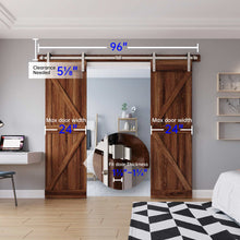 Load image into Gallery viewer, EaseLife Brushed Nickel Double Sliding Barn Door Hardware Track Kit,Straight Pulley,Heavy Duty,Slide Smoothly Quietly,Easy Install