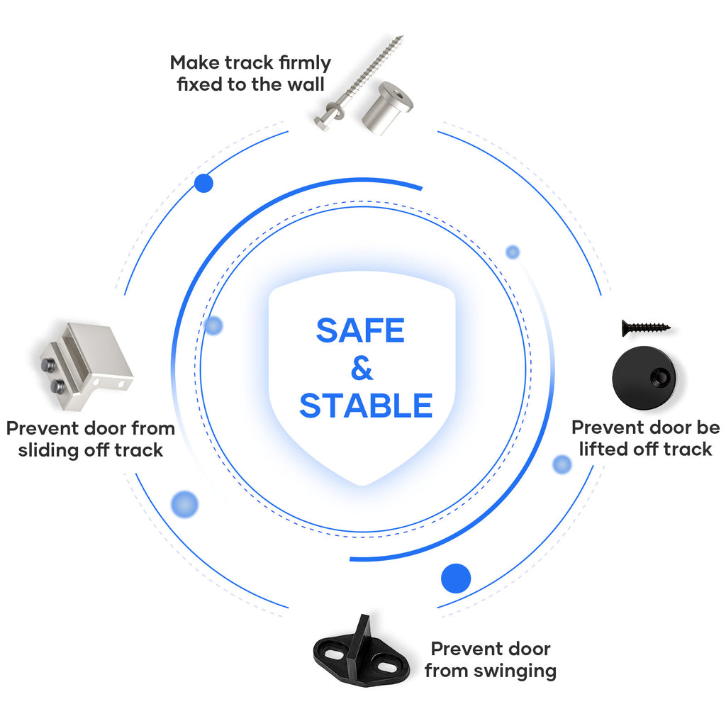 EaseLife Heavy Duty Brushed Nickel Sliding Barn Door Hardware Track Kit,Modern,Sturdy,Slide Smoothly Quietly,Easy Install