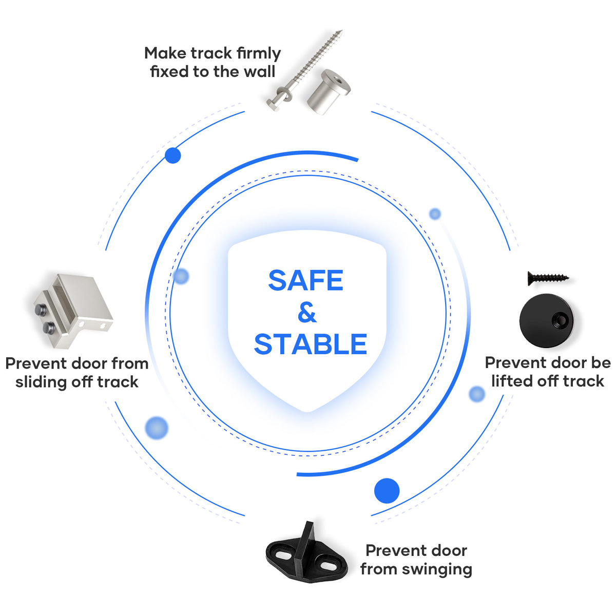 EaseLife Heavy Duty Brushed Nickel Sliding Barn Door Hardware Track Kit,Modern,Sturdy,Slide Smoothly Quietly,Easy Install