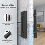 EaseLife 10" Sliding Barn Door Pull Handle with Flush Hardware Set,Heavy Duty,Solid,Rustic Style,Black Powder Coated Finish,Easy Install