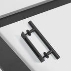EaseLife 12" Sliding Barn Door Pull Handle with Flush Hardware Set,Heavy Duty,Solid,Rustic Style,Black Powder Coated Finish,Easy Install