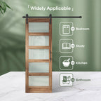 Glass Barn Door with Sliding Barn Door Hardware Kit Included,DIY Assembly,Dark Brown