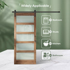 Glass Barn Door with Sliding Barn Door Hardware Kit Included,DIY Assembly,Dark Brown