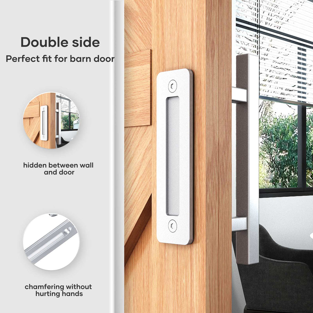 EaseLife 12" Sliding Barn Door Pull Handle with Flush Hardware Set,Stainless Steel,Heavy Duty,Brushed Finish,Anti-Rust Anti-Corrosion,Easy Install