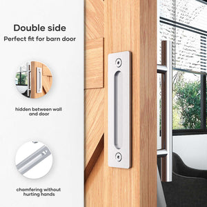 EaseLife 12" Sliding Barn Door Pull Handle with Flush Hardware Set,Stainless Steel,Heavy Duty,Brushed Finish,Anti-Rust Anti-Corrosion,Easy Install