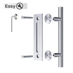 EaseLife 12" Sliding Barn Door Pull Handle with Flush Hardware Set,Stainless Steel,Heavy Duty,Brushed Finish,Anti-Rust Anti-Corrosion,Easy Install
