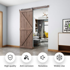 EaseLife Modern Stainless Steel Sliding Barn Door Hardware Track Kit,Top Mount,Anti-Rust,Slide Smoothly Quietly,Easy Install
