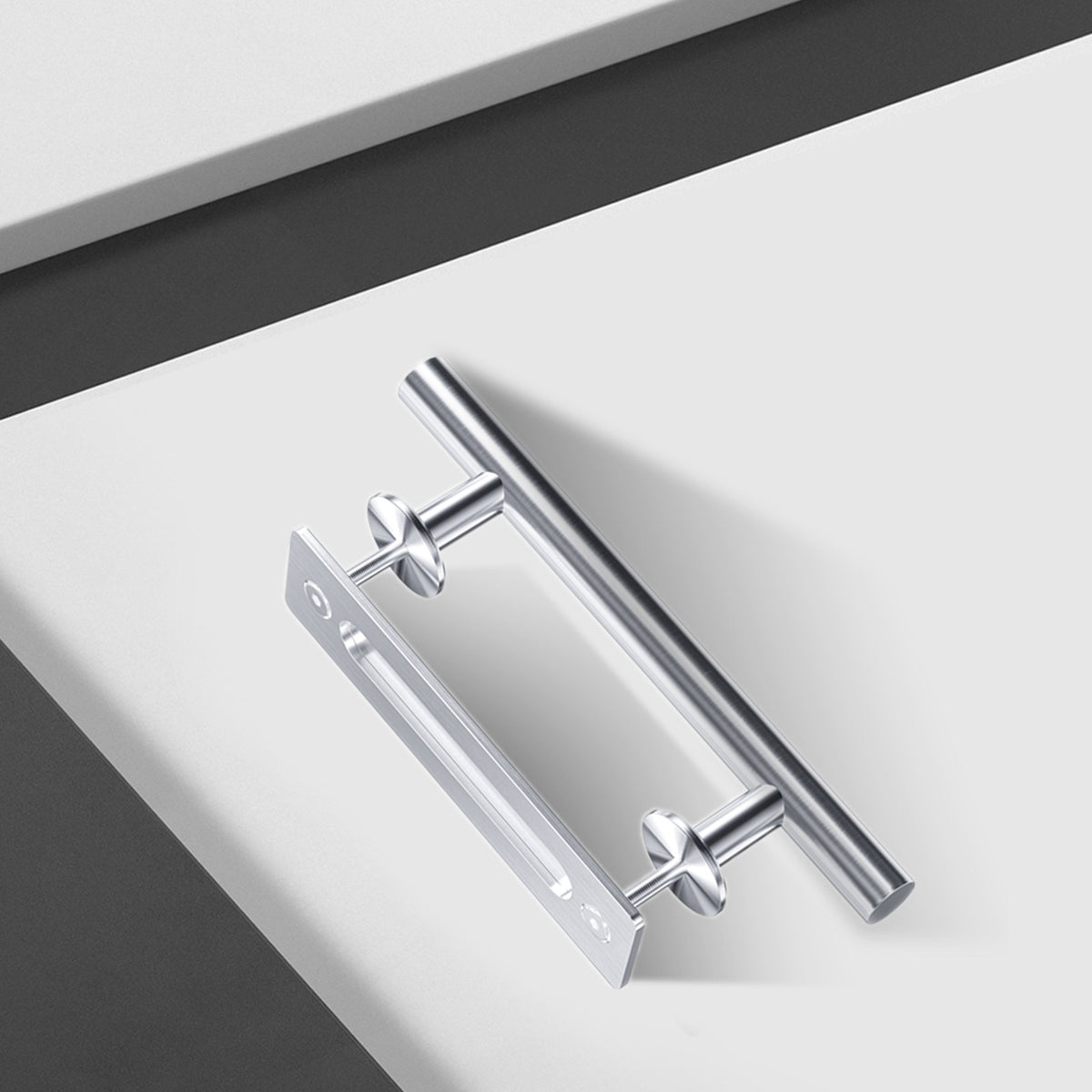 EaseLife 12" Sliding Barn Door Pull Handle with Flush Hardware Set,Stainless Steel,Heavy Duty,Brushed Finish,Anti-Rust Anti-Corrosion,Easy Install