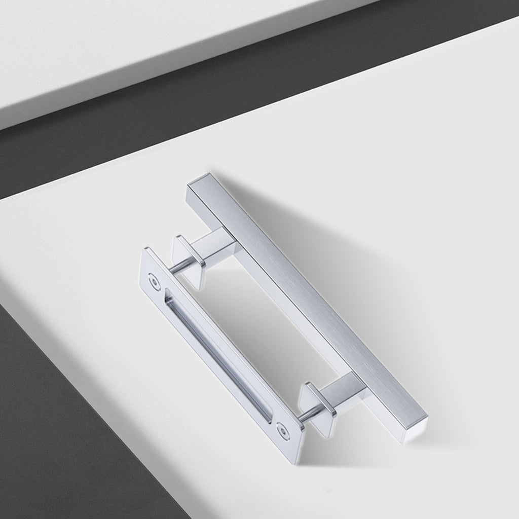 EaseLife 12" Sliding Barn Door Pull Handle with Flush Hardware Set,Stainless Steel,Heavy Duty,Brushed Finish,Anti-Rust Anti-Corrosion,Easy Install