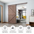 EaseLife Modern Stainless Steel Sliding Barn Door Hardware Track Kit,Top Mount,Anti-Rust,Slide Smoothly Quietly,Easy Install