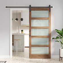 Load image into Gallery viewer, Glass Barn Door with Sliding Barn Door Hardware Kit Included,DIY Assembly,Dark Brown