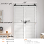 Bi-fold Sliding Barn Door Hardware,Top Mount Installation,Heavy Duty Roller,Smoothly and Quietly,Black(Door Not Included)