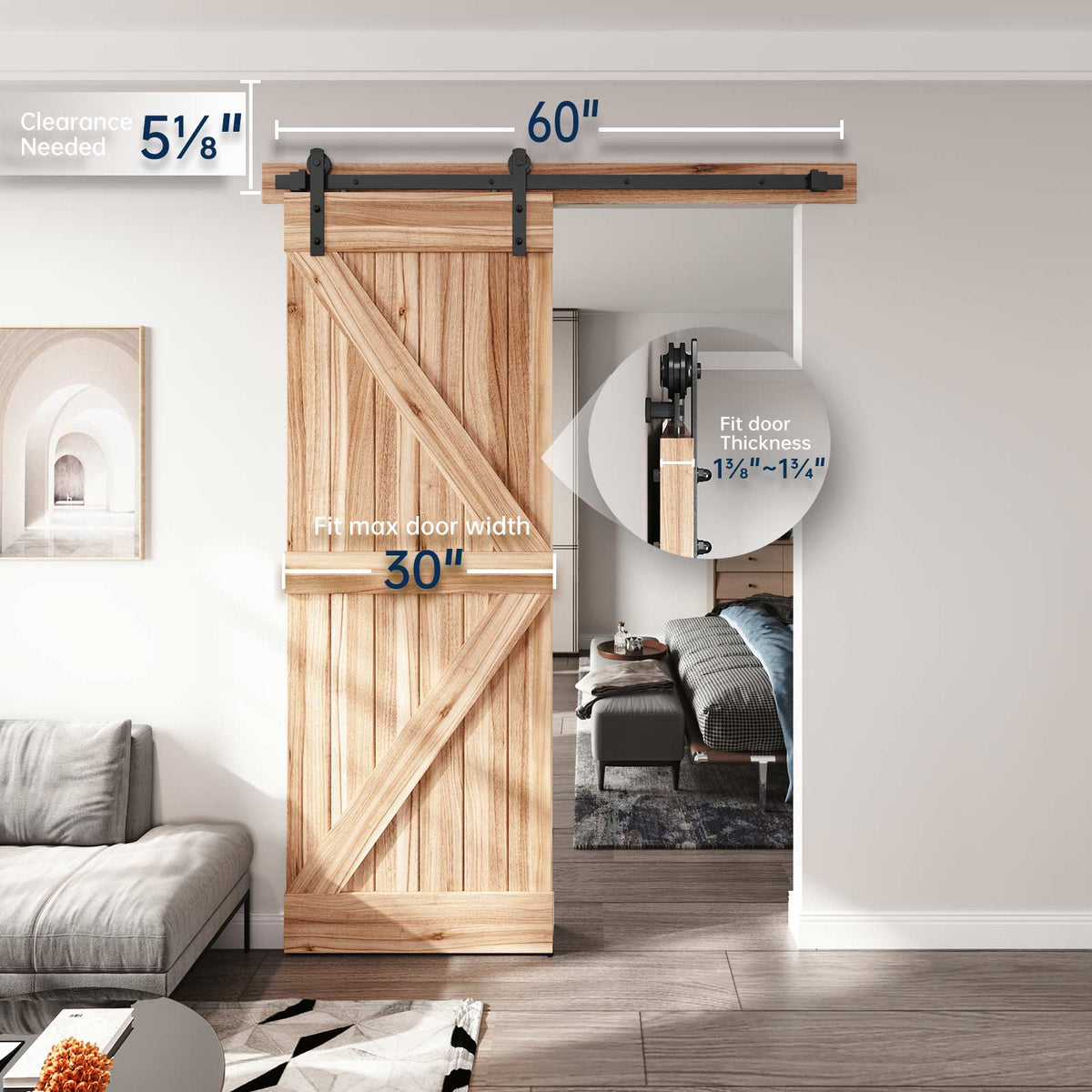 EaseLife Heavy Duty Sliding Barn Door Hardware Track Kit,Straight Pulley,Slide Smoothly Quietly,Easy Install