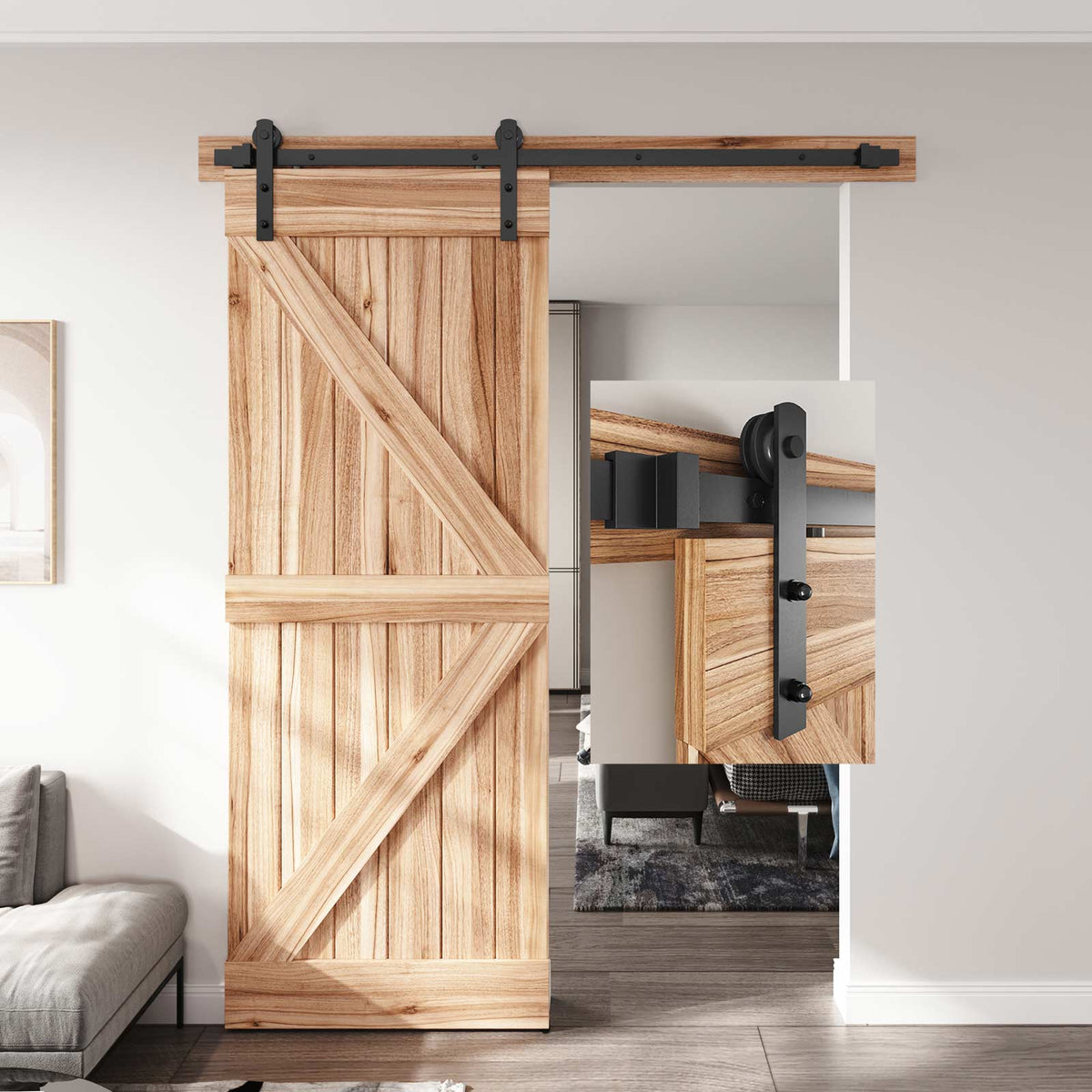 EaseLife Heavy Duty Sliding Barn Door Hardware Track Kit,Straight Pulley,Slide Smoothly Quietly,Easy Install