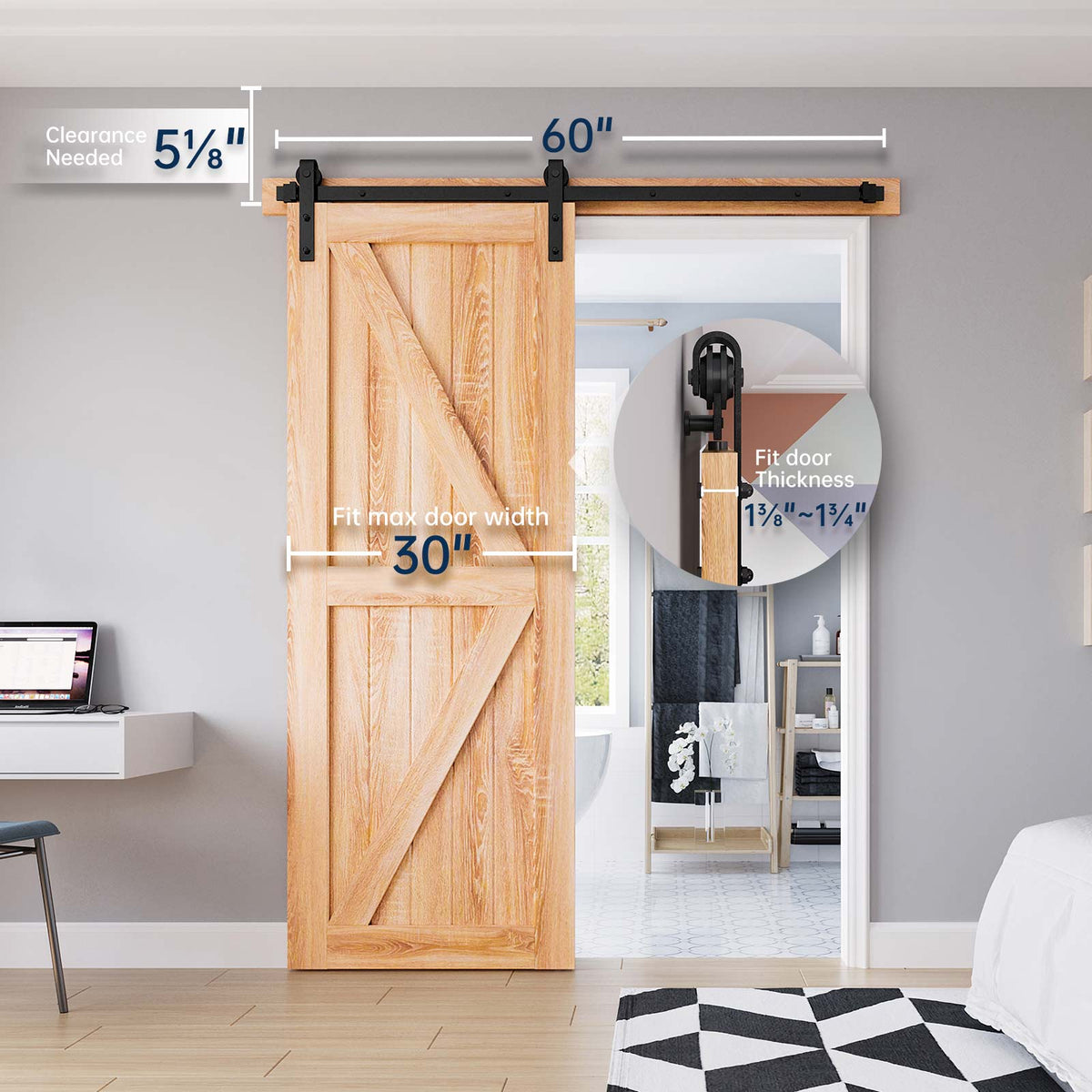 EaseLife Heavy Duty Sliding Barn Door Hardware Track Kit,Ultra Hard Sturdy,Slide Smoothly Quietly,Easy Install
