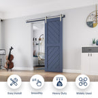 EaseLife Heavy Duty Brushed Nickel Sliding Barn Door Hardware Track Kit,Modern,Sturdy,Slide Smoothly Quietly,Easy Install