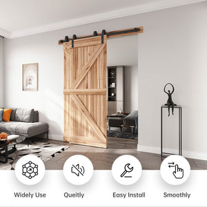 EaseLife Bypass Double Sliding Barn Door Hardware Kit,Single Track,Heavy Duty,Slide Smoothly Quietly,Easy Install