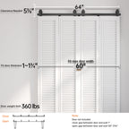 Bi-fold Sliding Barn Door Hardware,Top Mount Installation,Heavy Duty Roller,Smoothly and Quietly,Black(Door Not Included)