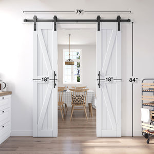 EaseLife Sliding Barn Door with Barn Door Hardware Track Kit Included,Solid LVL Wood Slab Covered with Water-Proof & Scratch-Resistant PVC Surface,DIY Assembly,Easy Install,White,K-Frame