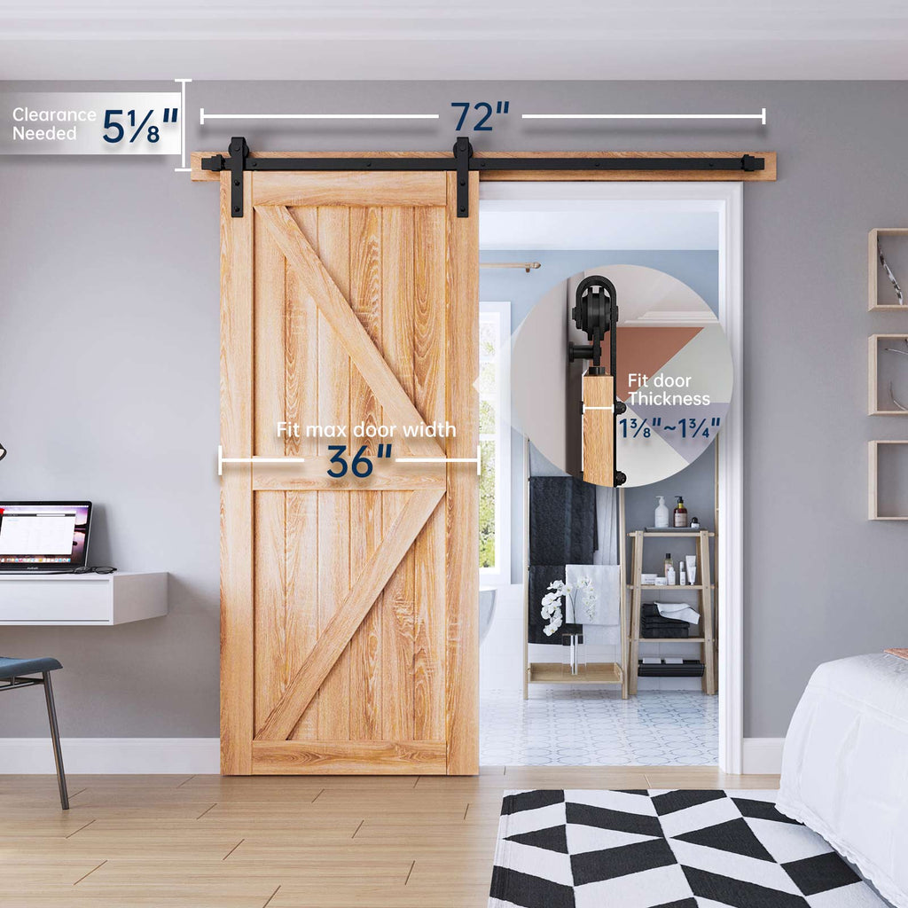EaseLife Heavy Duty Sliding Barn Door Hardware Track Kit,Ultra Hard Sturdy,Slide Smoothly Quietly,Easy Install