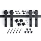 EaseLife Double Door Sliding Barn Door Hardware Track Kit,Basic J Pulley,Heavy Duty,Slide Smoothly Quietly,Easy Install
