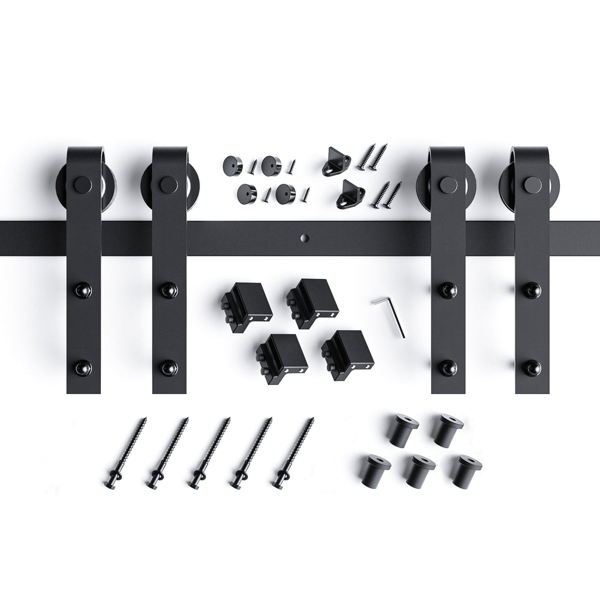 EaseLife Double Door Sliding Barn Door Hardware Track Kit,Basic J Pulley,Heavy Duty,Slide Smoothly Quietly,Easy Install