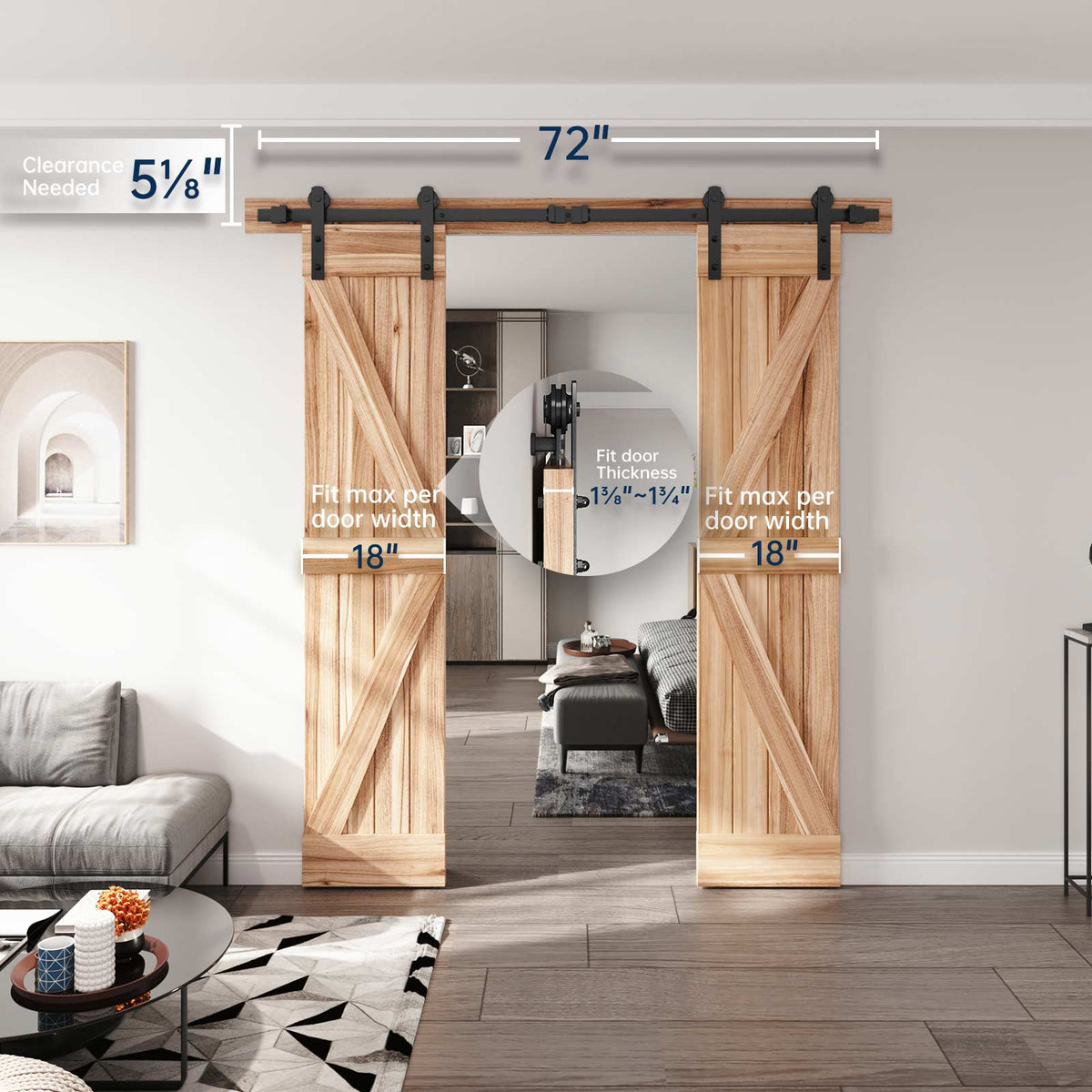 EaseLife Heavy Duty Sliding Barn Door Hardware Track Kit,Straight Pulley,Slide Smoothly Quietly,Easy Install