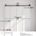 Bi-fold Sliding Barn Door Hardware,Top Mount Installation,Heavy Duty Roller,Smoothly and Quietly,Black(Door Not Included)