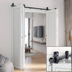 Bi-fold Sliding Barn Door Hardware,Top Mount Installation,Heavy Duty Roller,Smoothly and Quietly,Black(Door Not Included)