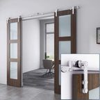 EaseLife  Stainless Steel Sliding Barn Door Hardware Track Kit,Heavy Duty,Anti-Rust Anti-Corrosion,Slide Smoothly Quietly,Easy Install