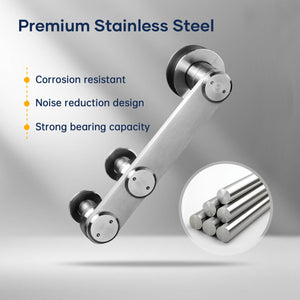 EaseLife  Stainless Steel Sliding Barn Door Hardware Track Kit,Heavy Duty,Anti-Rust Anti-Corrosion,Slide Smoothly Quietly,Easy Install