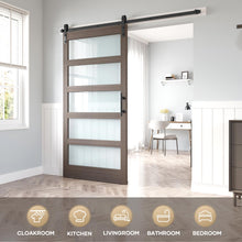 Load image into Gallery viewer, Glass Sliding Barn Door Slab and Hardware Kit Included, MDF Wood Panel Covered with Water-Proof Scratch-Resistant PVC Surface, Easy to Clean, Simple DIY Assembly