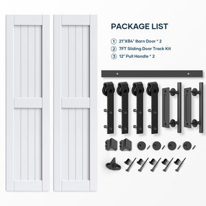 EaseLife Sliding Barn Door with Barn Door Hardware Track Kit Included,Solid LVL Wood Slab Covered with Water-Proof & Scratch-Resistant PVC Surface,DIY Assembly,Easy Install,White, H-Frame