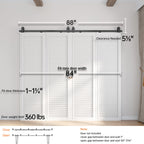 Bi-fold Sliding Barn Door Hardware,Top Mount Installation,Heavy Duty Roller,Smoothly and Quietly,Black(Door Not Included)