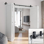 Bi-fold Sliding Barn Door Hardware,Top Mount Installation,Heavy Duty Roller,Smoothly and Quietly,Black(Door Not Included)