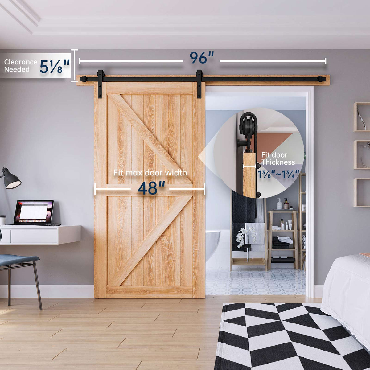 EaseLife Heavy Duty Sliding Barn Door Hardware Track Kit,Ultra Hard Sturdy,Slide Smoothly Quietly,Easy Install