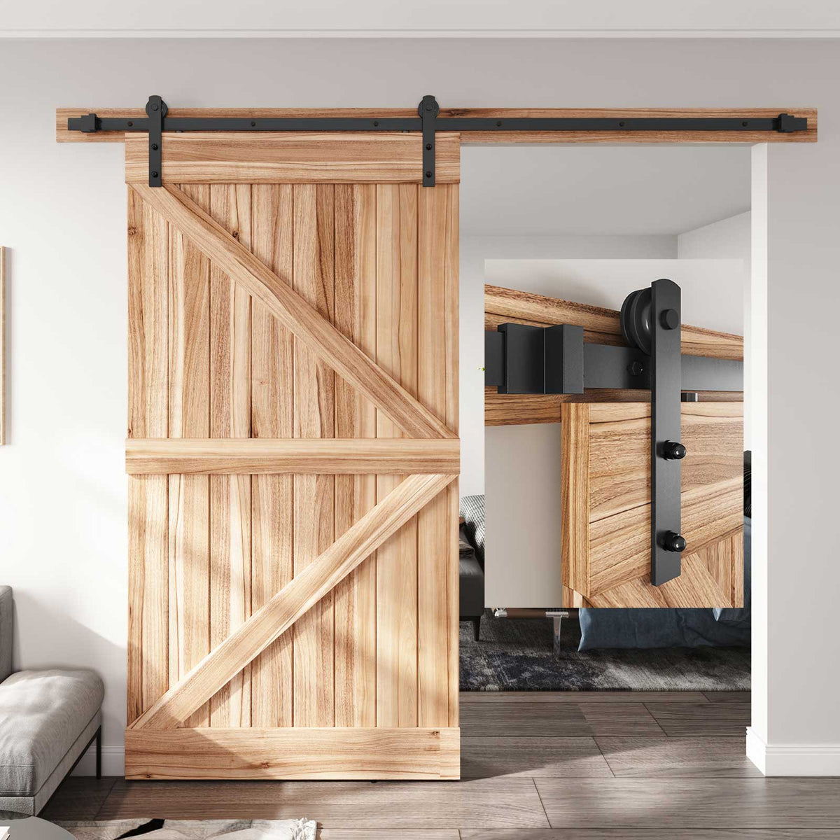 EaseLife Heavy Duty Sliding Barn Door Hardware Track Kit,Straight Pulley,Slide Smoothly Quietly,Easy Install