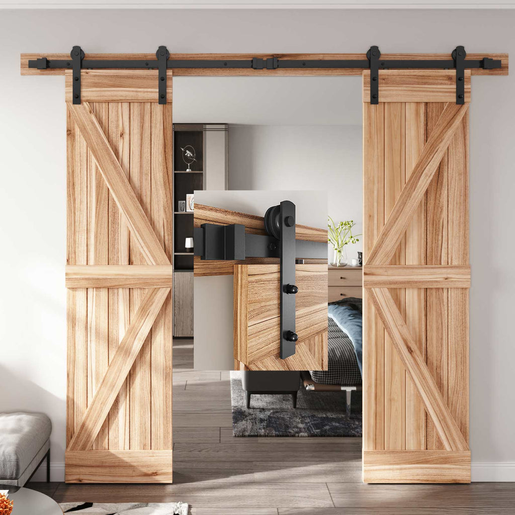 EaseLife Heavy Duty Sliding Barn Door Hardware Track Kit,Straight Pulley,Slide Smoothly Quietly,Easy Install